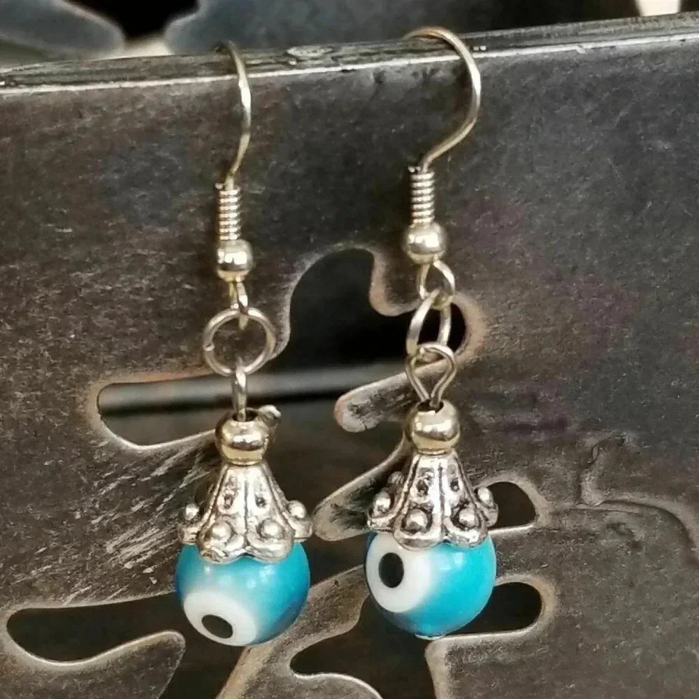 Evil Eye Turquoise Talisman Earrings 24$